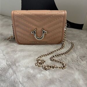 True Religion Quilted Studded Crossbody in Nude